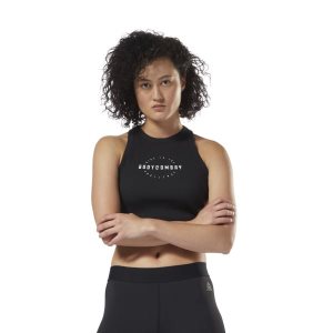 Podkoszulki Damskie Reebok LES MILLS BODYCOMBAT Crop Czarne PL 89IOTRM